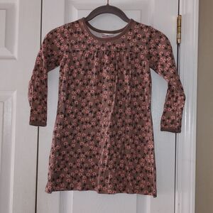 Hanna Andersson  tan  and pink floral dress Sz 5 (110)